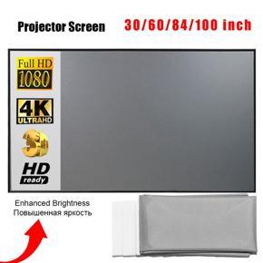 3D HD Home Outdoor Office Portable 30/60/84/100/120 inch Anti-light Screens Projectors Screen Reflective Fabric Projector Cloth