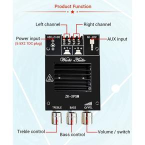 XHHDQES 2X ZK-XPSM 150Wx2 Bluetooth Treble and Bass Adjustment Subwoofer Amplifier Board High Power Audio Stereo AMP TDA7498E