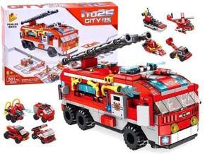 Fire Truck 12 in 1 Construction Olds Fire Rescue Vehicle Kit 561 Pieces of 25-Shape Building Block Set