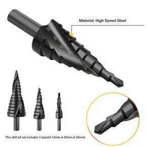 DASI 3PCS 4-32MM Nitrogen High Speed Steel Spiral Drill Bit For Metal Cone Triangle Shank Cutter Drill Bit Tool