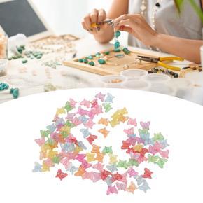 Himeng La 100pcs Butterfly Shape Beads Plastic Material Relaxing DIY Making Colorful Craft for Jewelry