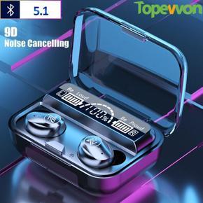 Topewon TWS Bluetooth 5.1 Wireless Headphones Sports Waterproof Bluetooth Headset Touch Earphones Wireless 9D Noise Cancelling Earbuds