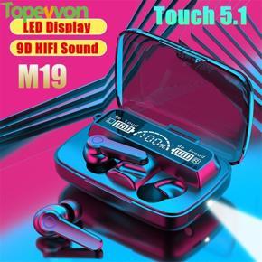 M19 TWS Wireless Bluetooth 5.1 Headphones Stereo Earbuds Touch Control Waterproof Earphones 2000mAh Charging Box Gaming Headset