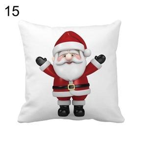 Merry Christmas Santa Elk Snowman Print Pillow Cover Case Cushion Home Decor