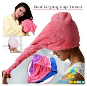 Hair Drying Towel Cap Quick Dry Cap Towel Wrap , 100% Cotton Turban Style Hair Wrap Cap Towel With Button , Super Absorbent Quick Dry , Best for Spa , Souna Bath & All Commercial Parlour Use - Multi C