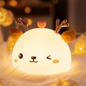 Leno USB Rechargeable Night Light Cat Silicone Night Lights Touch Sensor Bedroom Bedside Lamp