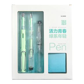 Fountain Pen Set 0.5mm Nib with 12 Ink Cartridges 2 Nibs 1 Ink Absorber Excellent Writing Gift for Business office School Student Men and Women