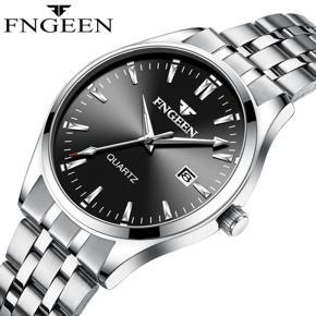 FNGEEN Fashion Men Luxury Stainless Steel Watch Calendar Date Quartz Wrist Watch Watches for Man Business Clock Ñ‡Ð°ÑÑ‹ Ð¼ÑƒÐ¶ÑÐºÐ¸Ðµ