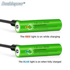 Doublepow Long Cycle Life USB 1.2v AAA Battery NiMH 680mWh Rechargeable Batteries with led indicator 2piece with 5V1AH charger