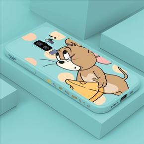 Hontinga for Samsung S9 Plus Case Side Design Cute Cartoon Mouse Back Cover Soft Square Edge Pattern Liquid Silicone Trend Phone Cases