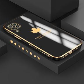 Hontinga for Huawei Nova 7I Case Luxury 6D Plating Maple Leaf Side Pattern Soft Back Cover Silicone Square Frame Shiny Bling Phone Cover