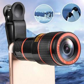 8X Zoom Mobile Phone Tele Photo Lens - Black And Red