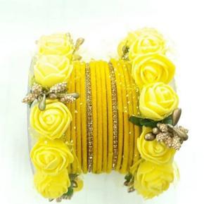 New Artificial Flower Churi Bracelets For Woman 1 Set