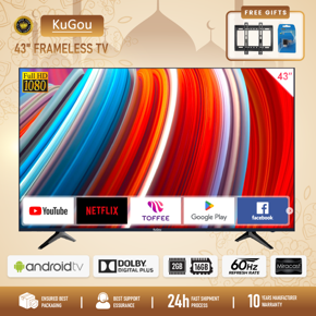 KuGou TV 43" 2GB Ram Frameless Android 11.0 Smart TV 1080P Full HD LED TV