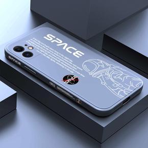 Hontinga for iPhone 12 Back Cover Cool Astronaut Pattern Case Soft Square Edge Liquid Silicone Phone Cases