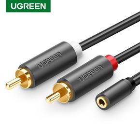UGREEN 3.5mm Female to 2 RCA Male Stereo Audio Y Cable Adapter Gold Plated Compatible for Smartphones MP3 Tablets Home Theater
