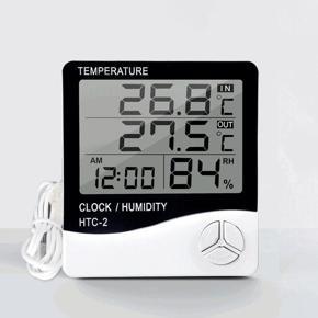 HTC-2 Digital LCD Thermometer Hygrometer Electronic Temperature Humidity Meter Weather Station Indoor Outdoor Tester Alarm Clock HTC 2 Hygrometer replace HTC-1