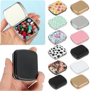 1Pcs-Mini Empty Tins Metal Hinged Container Tin Box Portable Home Organizer Jewelry Collect Small Storage Container Kit