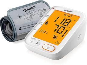 yuwell YE-680B Blood Pressure Monitor, 360 Free Large Upper Arm Cuff with Large Backlit Screen, Pulse Rate Monitoring, Dual Users, Voice Broadcast, Power Adapter and Batteries | Accurate reading guran