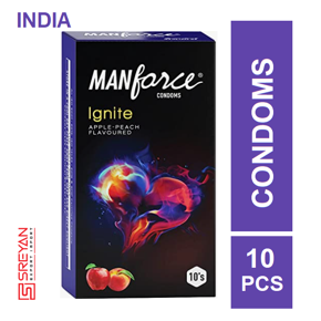 Manforce Ignites Apple-peach Flavoured Extra Dots Condoms - 10Pcs Pack(India)