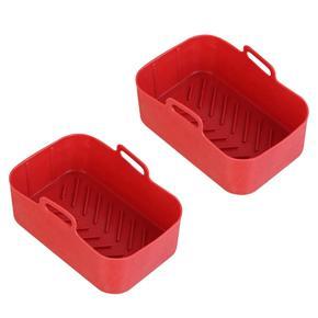 2Pcs Air Fryer Silicone Pot for 8 Quart Dual Zone Air Fryer, Red