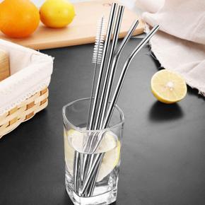 2 bent+2 Straight +1 Brush - Stainless Steel Straws Set of 4, Ultra Long 8.5'' Drinking Metal Straws for 20 30oz Stainless Tumblers Rumblers Cold Beverage