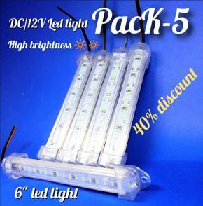 12V DC LED LIGHT - HIGH BRIGHTNESS 18 SMD LED TUBE LIGHT (Pack of 5 and Pack of 10)