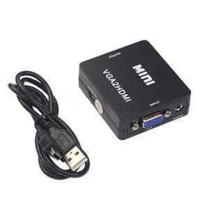 Vga To Hdmi Converter 1080P Hd Adapter Audio Cable For Hdtv Pc Notebook Tv - black