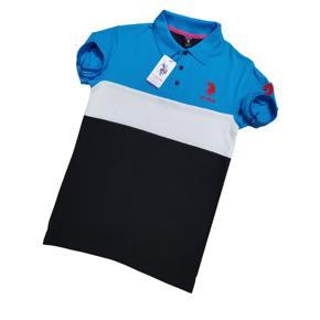 Soft and Comfortable Premium Quality Lake Blue Color Stylish and Fashionable Cotton Pk Polo T-Shirts for mens with white and Black Contrast.