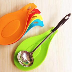 4pcs Colorful Kitchen Silicone Spoon Rest, Flexible Almond-Shaped, Silicone