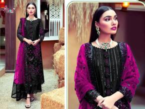Unstitched fully latest indian georgette fabric black coloure sequince work Georgette , Georgette dupatta deshi computer embroidery work Free Size Exclusive Designer/latest braidal /awsome dress colle