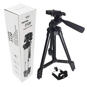 Tripod 3120 Smart Aluminium Adjustable Portable & Foldable Tripod Stand Clip (Black)