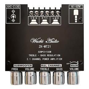 ZK-MT21 2.1 Channel Bluetooth 5.0 Subwoofer Amplifier Board 50WX2+100W Power Audio Stereo Amplifier Board Bass AMP AUX