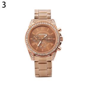 Women's Fashion Shiny Rhinestone Stainless Steel Analog Quartz Wrist Watch