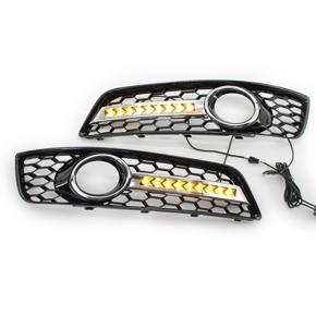 Replacement for AUDI A3 8P 09-13 Front Bumper Fog Light Lamp Grille Pair Set Left and Right