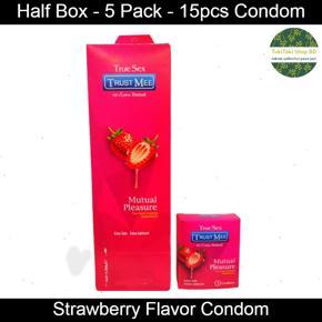 Trust Mee Condom - Strawberry Flavored Condom - Half Box (5 Pack contains 15pcs Condom)