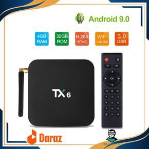 Tanix TX6 4GB RAM 32GB ROM Android TV Box Best Android Smart TV Box Like For MI TV Box For Xiaomi TV Box Streaming Media Player Android TV Card IPTV Box Netflix Kodi YouTube Google Play store Chromeca