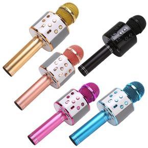 WS858 Portable Karaoke Microphone Bluetooth-compatible Handheld Microphone Professional Speaker Home KTV for Music Player Mic