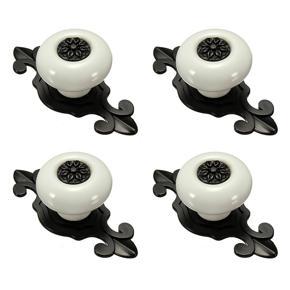 XHHDQES 4X Vintage Ceramic Door Knobs Drawer Cabinet Cupboard Wardrobe Pull Handle White+Black