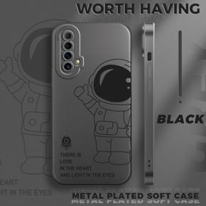 Hontinga for Realme X50 Back Cover Frosted Plating Cute Astronaut Spaceship Covers Thin Soft Silicone Mobile Phone Case