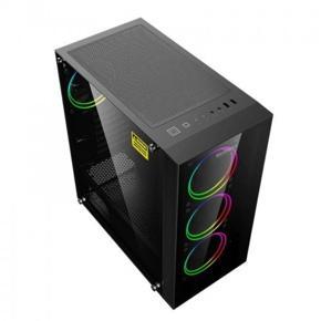 MAX GREEN A366BK Mid-Tower Tempered Glass Case With 4RGB Fan & Controller +Remote