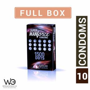 Manforce Litchi Flavour 1500 Dots Super Condoms Full Box - 10pcs