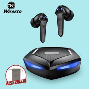 Wiresto P30/P36 Gaming Earphone Bluetooth Wireless pubg Gaming EarBuds PixArt Low Latency Chipset Bluetooth 5.1 Superb Deep Bass Game/Music Mode Sparkle Breathing lights with Storage Bag