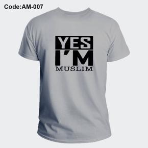 Yes I`M Muslim Ash Half Sleeve T-Shirt For Men