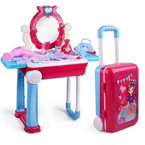 Beauty Girls Suitcase Make up Dresser Dressing Table  Set Toy With Music Light Educational Games Toys