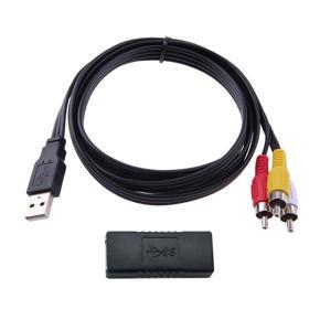 RCA To USB Audio/Video A/V Camcorder Cable For TV/PC + USB 3.0 F/F Adapter US - black