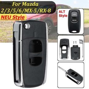 ARELENE 2 Buttons Remote Flip Folding Car Key Shell Case Uncut Blank Blade Replacement for Mazda 2 3 5 6 MX-5 RX-8
