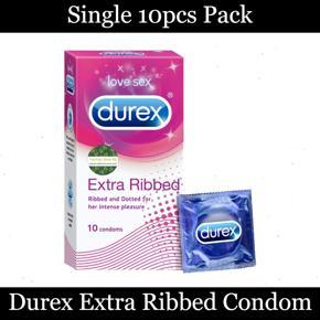 Durex Extra Ribbed Lubricated Condoms for Intense Pleasure - 10pcs Pack