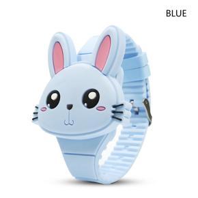 Lovely Rabbit Cartoon Children Watches Flip Cover Rubber Kids Watch for Boy Girls Student Electronic Wristwatches