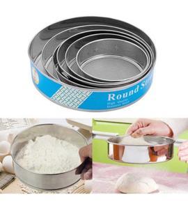 Durable Stainless Steel Round Flour/Rice Flour/Mesh Sifter 6 Pieces Set - Silver Color